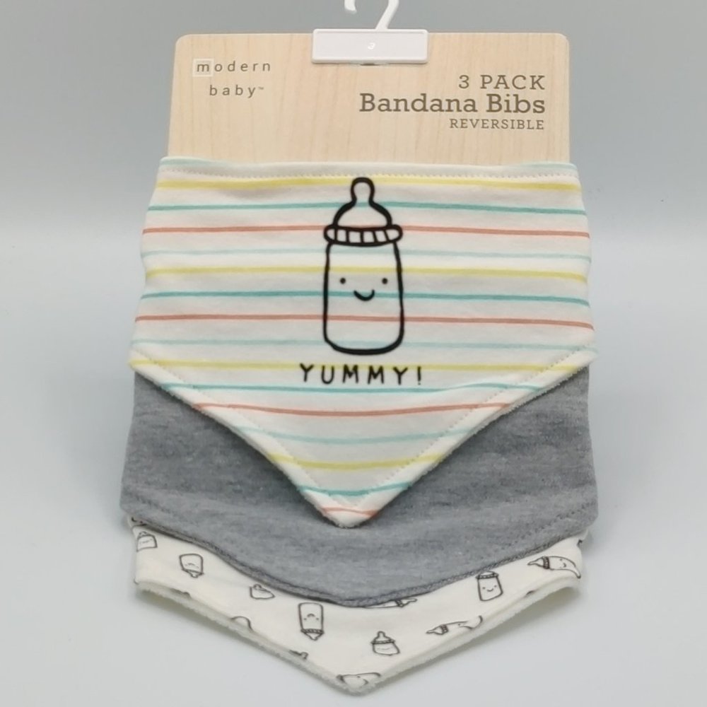 modern baby 3 pack milk bandana bibs
